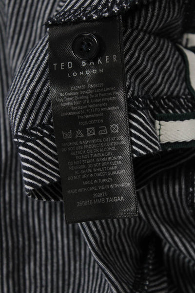 Ted Baker London Mens Cotton Short Sleeve Striped Polo Shirt Black Size 6