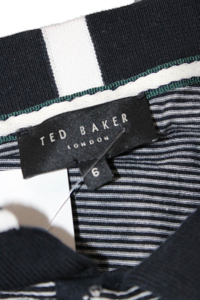 Ted Baker London Mens Cotton Short Sleeve Striped Polo Shirt Black Size 6