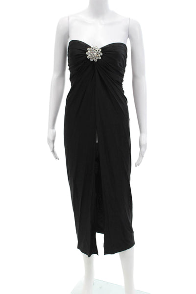 rabanne Womens Crystal Brooch Maxi Skirt - Black Size 36