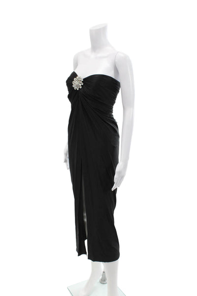 rabanne Womens Crystal Brooch Maxi Skirt - Black Size 36