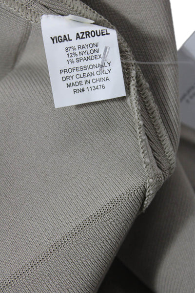 Yigal Azrouel Womens Sleeveless V Neck A Line Dress Beige Grey Size Small