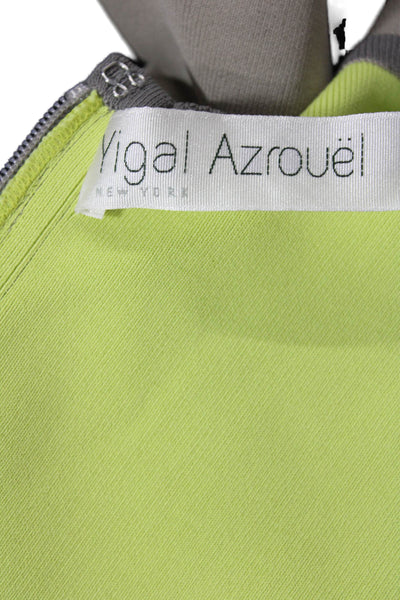 Yigal Azrouel Womens Sleeveless V Neck A Line Dress Beige Grey Size Small