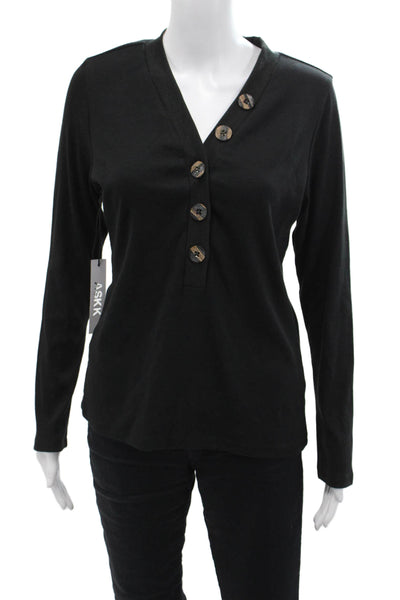 ASKK NY Womens Long Sleeve Rib Tee - Black Size 3
