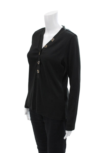 ASKK NY Womens Long Sleeve Rib Tee - Black Size 3