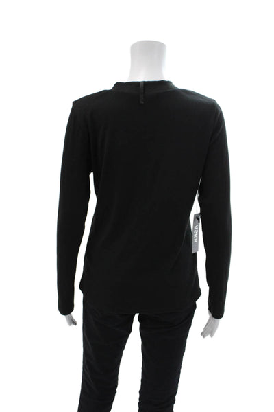 ASKK NY Womens Long Sleeve Rib Tee - Black Size 3