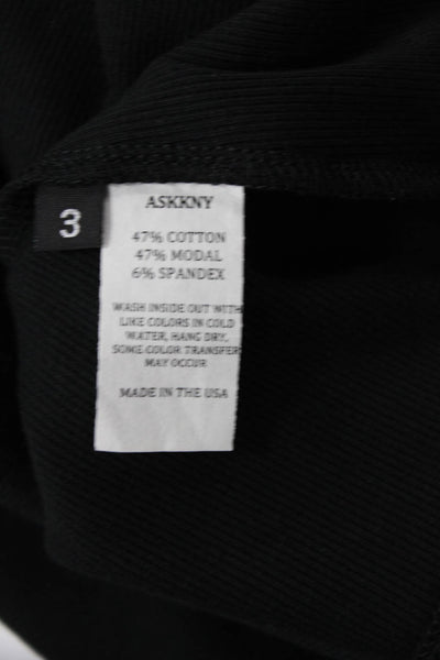 ASKK NY Womens Long Sleeve Rib Tee - Black Size 3