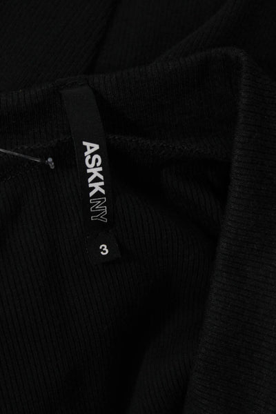 ASKK NY Womens Long Sleeve Rib Tee - Black Size 3