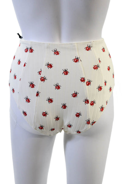 STAUD Womens Brenton Highrise Bikini Bottoms - Ladybugs Size XS