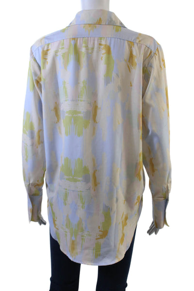 Fateen Womens Abstract Print Buttoned Long Sleeve Blouse Multicolor Size M