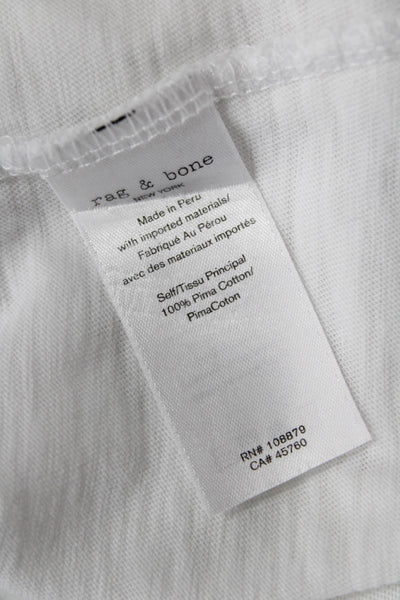 Rag & Bone Jean Womens Cotton Crew Neck Rose Motif Casual T-Shirt White Size L