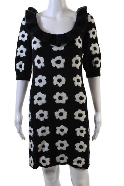 KITRI Womens Eleni Knit Mini Dress - Black Tiled Floral Size S