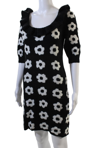 KITRI Womens Eleni Knit Mini Dress - Black Tiled Floral Size S