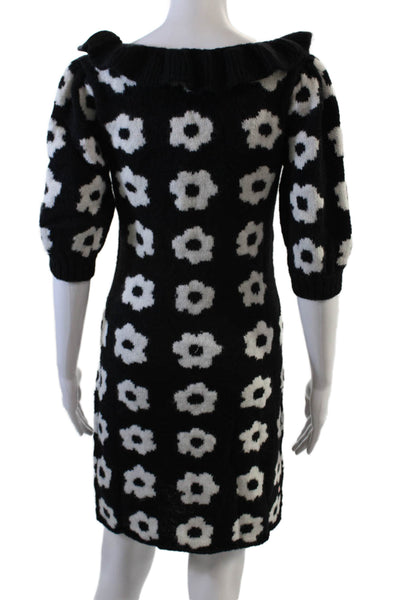 KITRI Womens Eleni Knit Mini Dress - Black Tiled Floral Size S