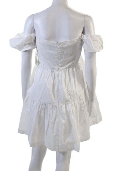 STAUD Womens Mini Elio Dress - White Size 16