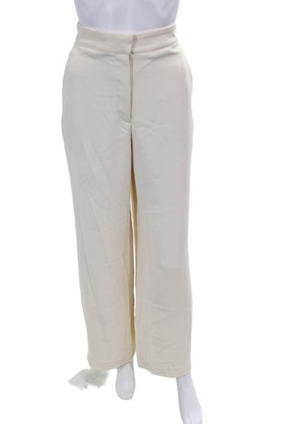 BOA. Womens High Rise Straight Leg Dress Trousers Cream White Size Small