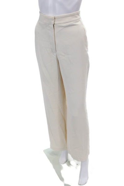 BOA. Womens High Rise Straight Leg Dress Trousers Cream White Size Small