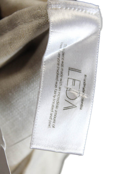 Leda Womens Linen Sleeveless High Rise Wide Leg Jumpsuit Beige Size Medium