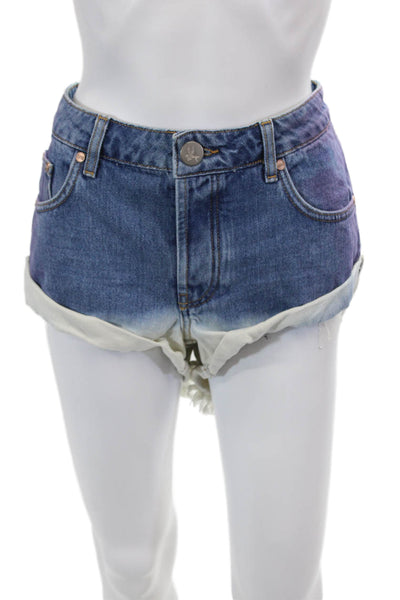 One Teaspoon Womens Denim Acid Rollers Wash Kansas Cut Off Shorts Blue Size 22