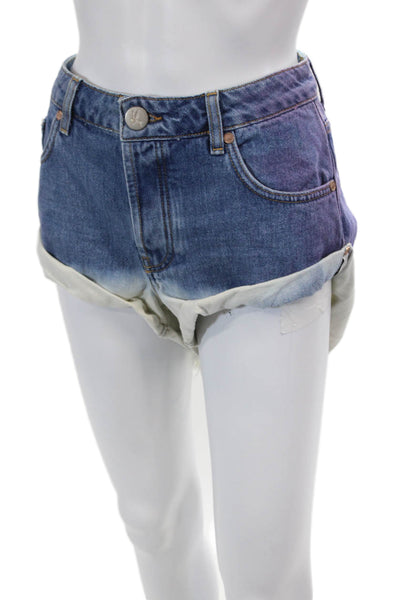 One Teaspoon Womens Denim Acid Rollers Wash Kansas Cut Off Shorts Blue Size 22