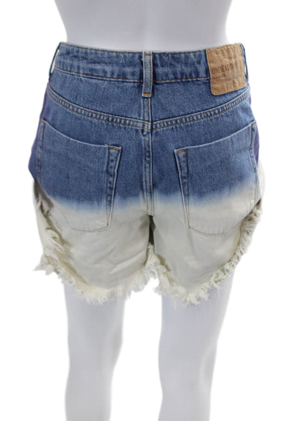 One Teaspoon Womens Denim Acid Rollers Wash Kansas Cut Off Shorts Blue Size 22