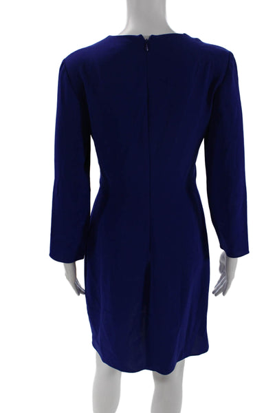 Shoshanna Women's V-Neck Long Sleeves Wrap Mini Workwear Dress Blue Size 4