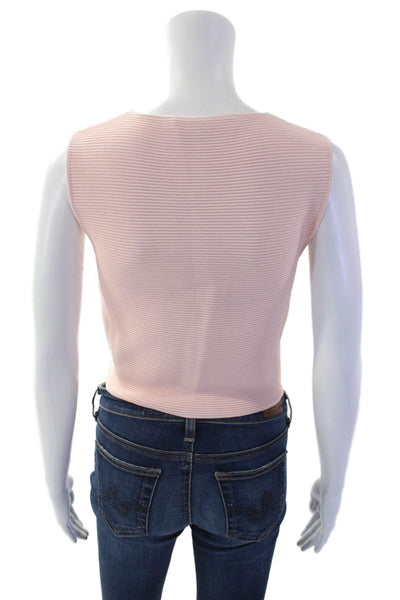 Timo Weiland Womens Sleeveless Ribbed Asymmetric Crop Top Pink Size L