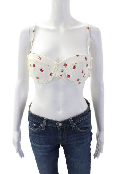 STAUD Womens Jo Balconette Bikini Top - Ladybugs Size L