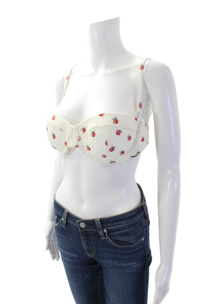 STAUD Womens Jo Balconette Bikini Top - Ladybugs Size L