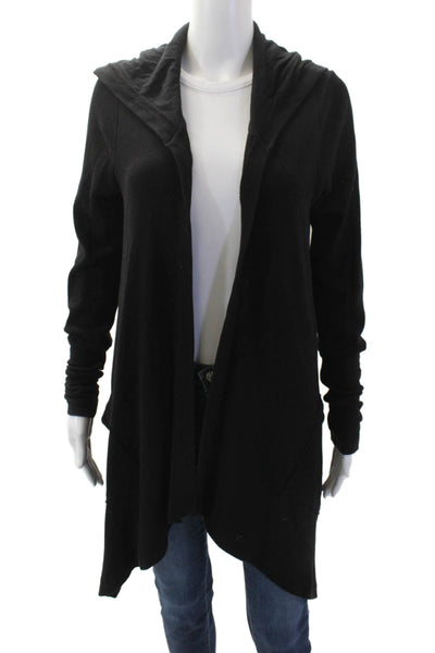 Splendid Women's Hood Long Sleeves Open Front Cardigan Sweater Black Size M