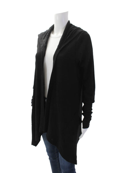 Splendid Women's Hood Long Sleeves Open Front Cardigan Sweater Black Size M