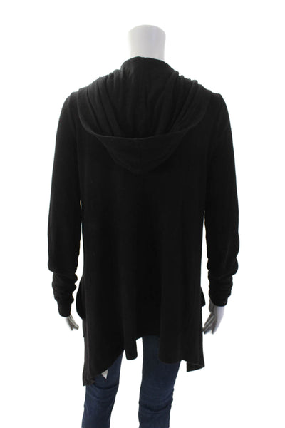 Splendid Women's Hood Long Sleeves Open Front Cardigan Sweater Black Size M