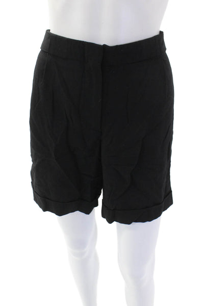 BCBG Max Azria Womens Pleated Front High Rise Dress Shorts Black Wool Size 8