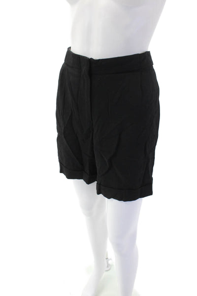 BCBG Max Azria Womens Pleated Front High Rise Dress Shorts Black Wool Size 8