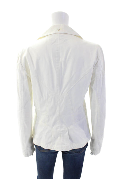 Armani Jeans Womens Wide Lapel Button Down Jacket White Cotton Size 4