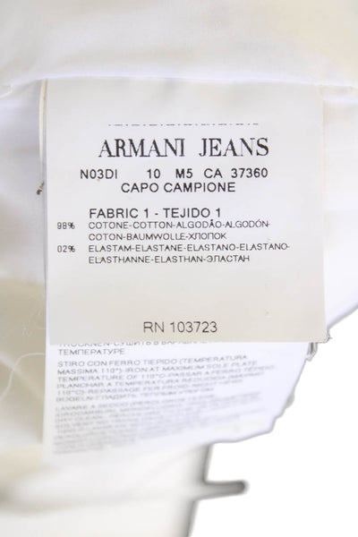 Armani Jeans Womens Wide Lapel Button Down Jacket White Cotton Size 4