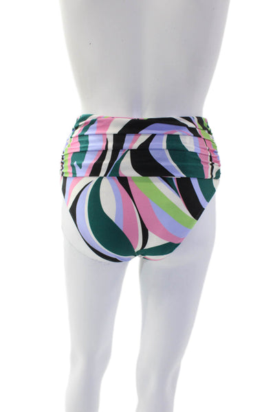 PatBO Womens Delos High Waist Bikini Bottoms - Black Multi Size XS