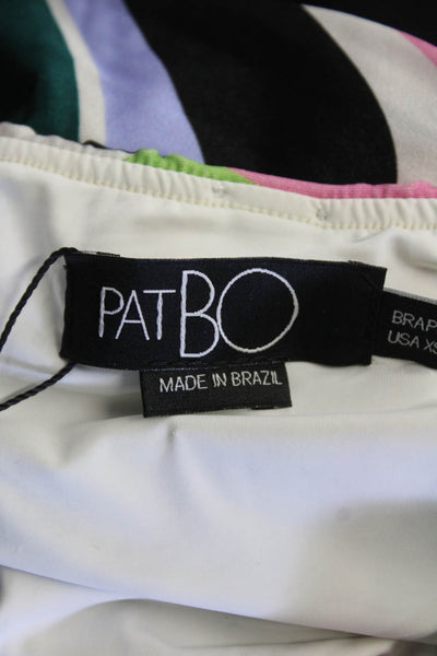 PatBO Womens Delos High Waist Bikini Bottoms - Black Multi Size XS