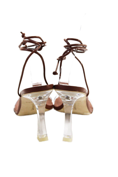 Larroudé Womens Gloria Heeled Sandals - Caramel Size 5.5