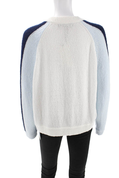 Central Park West Womens Button Down Cardigan Sweater White Mint Blue Size Large