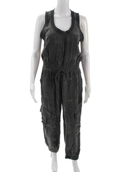 Heartloom Womens Drawstring Waist Sleeveless High Rise Jumpsuit Gray Size Small