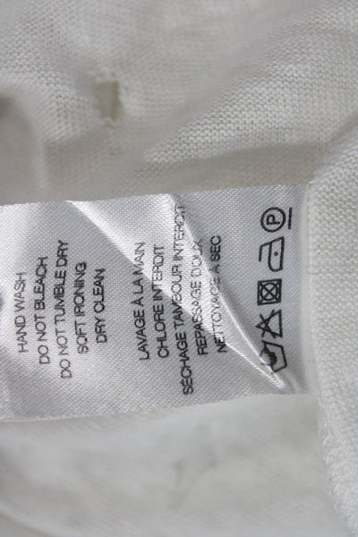 IRO Womens Linen Distressed Detail Crew Neck Short Sleeve T-Shirt White Size L