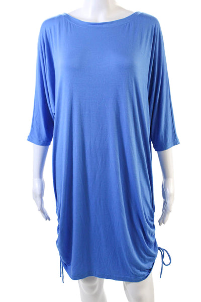 Roidal Womens Rouched Side Detail Boat Neck Mini Dress Light Blue Size 3