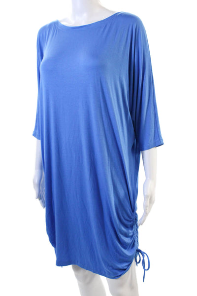 Roidal Womens Rouched Side Detail Boat Neck Mini Dress Light Blue Size 3