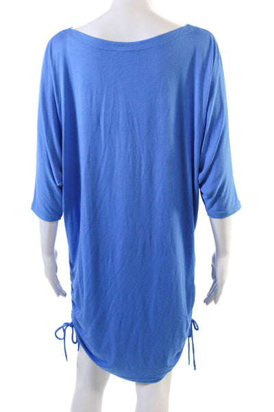 Roidal Womens Rouched Side Detail Boat Neck Mini Dress Light Blue Size 3