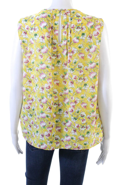 Zara Basic Womens Scoop Neck Sleeveless Floral Print Tank Blouse Yellow Size M