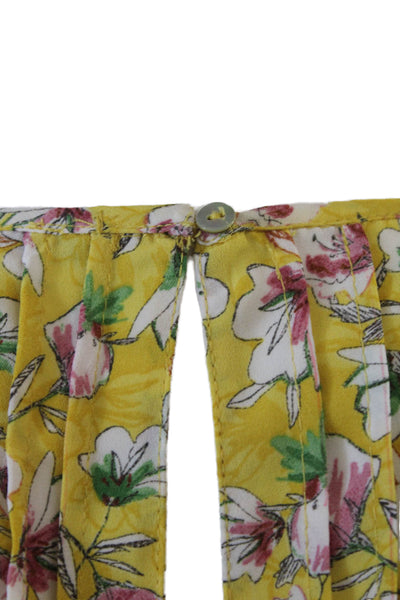 Zara Basic Womens Scoop Neck Sleeveless Floral Print Tank Blouse Yellow Size M