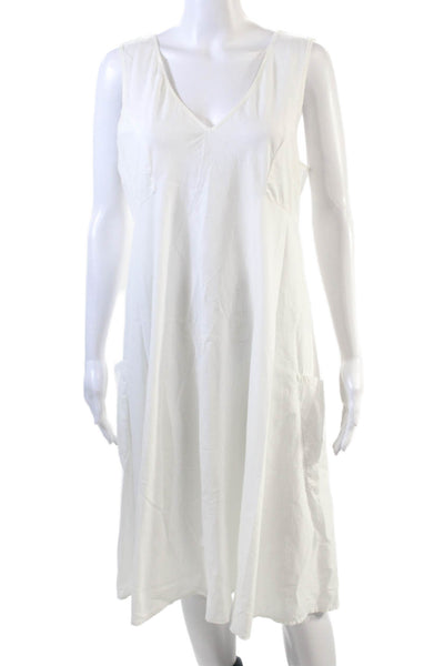 Twinset Womens Textured V-neck Lined Mid Length Casual Dress White Size M