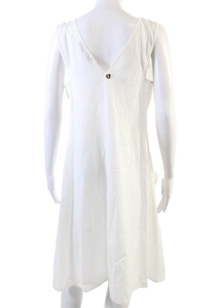 Twinset Womens Textured V-neck Lined Mid Length Casual Dress White Size M