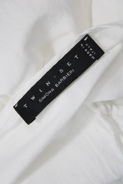 Twinset Womens Textured V-neck Lined Mid Length Casual Dress White Size M