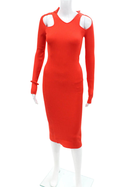 Coperni Womens Cut-Out Knit Dress - Red Size S
